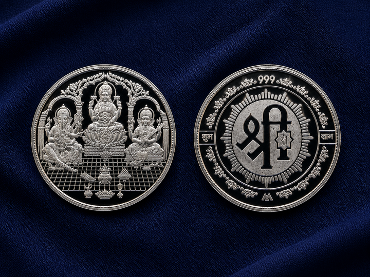5 Gram 999 Pure Silver Lakshmi Ganesh Saraswati Coin