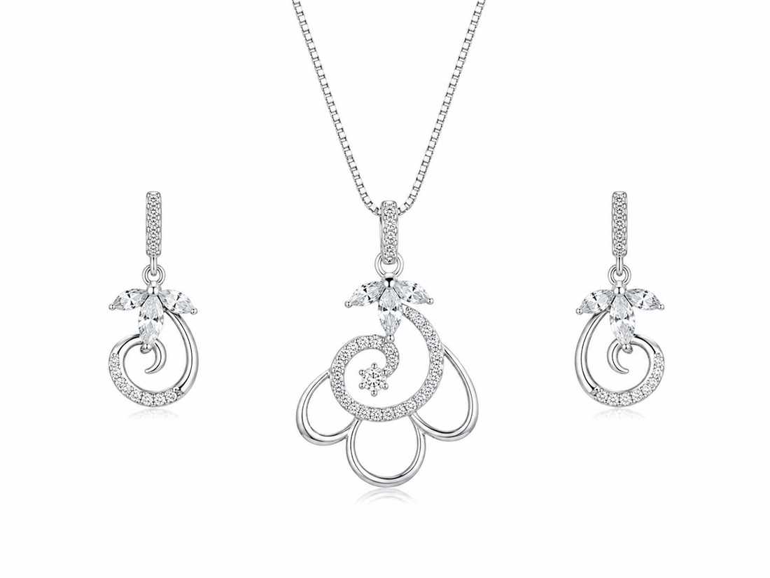 925 Sterling Silver Chain Pendant Set with Circular Motif