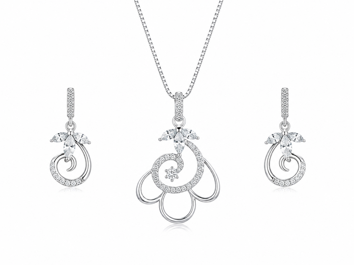 925 Sterling Silver Chain Pendant Set with Circular Motif