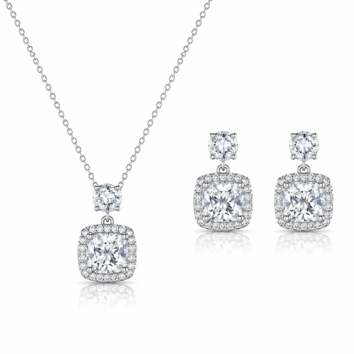 925 Sterling Silver Chain Pendant Set with Round Geometric Motif