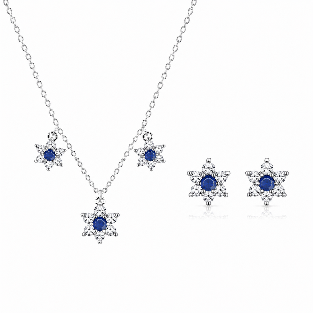 925 Sterling Silver Chain Pendant Set with Blue Star Motif