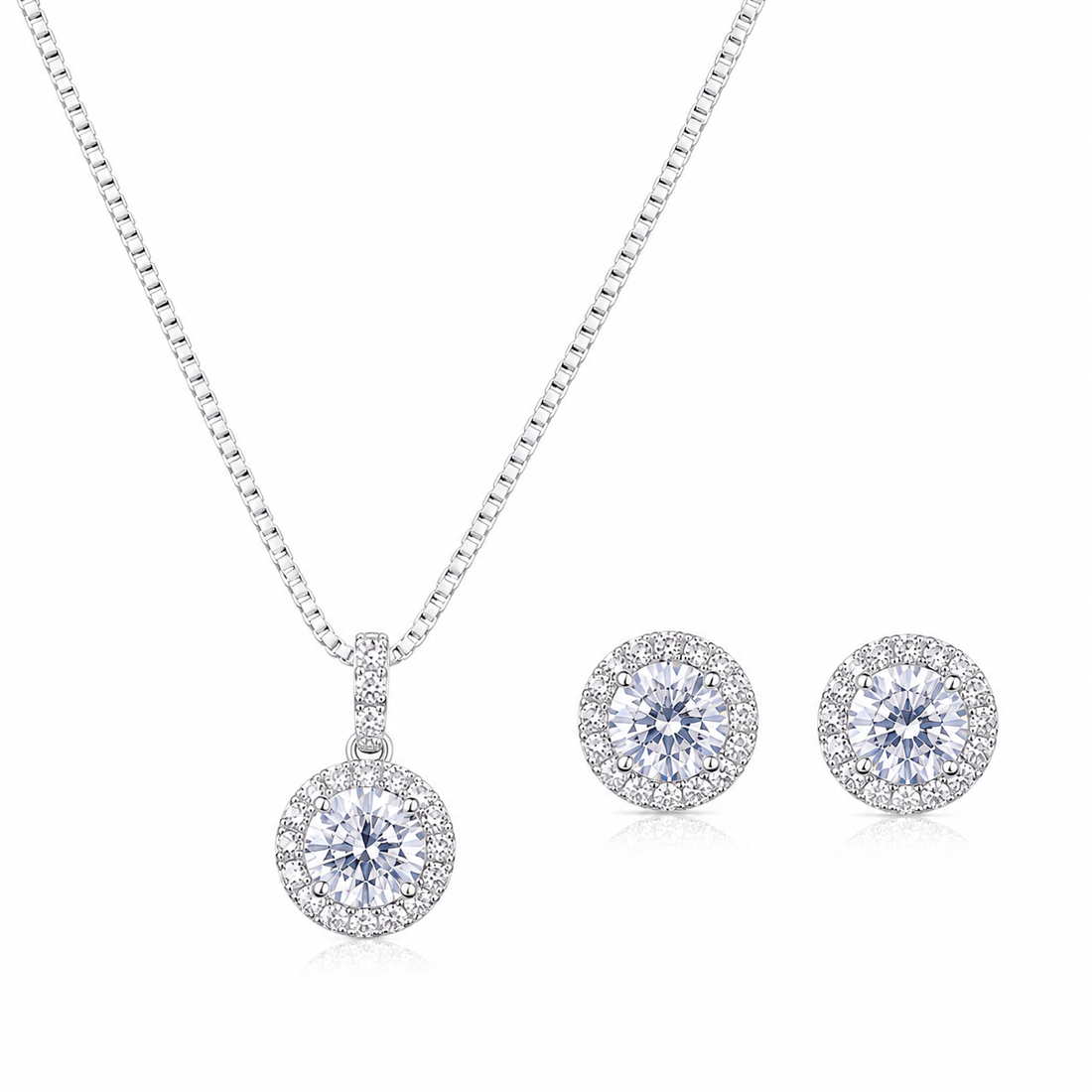 925 Sterling Silver Chain Pendant Set with Round Medallion Design