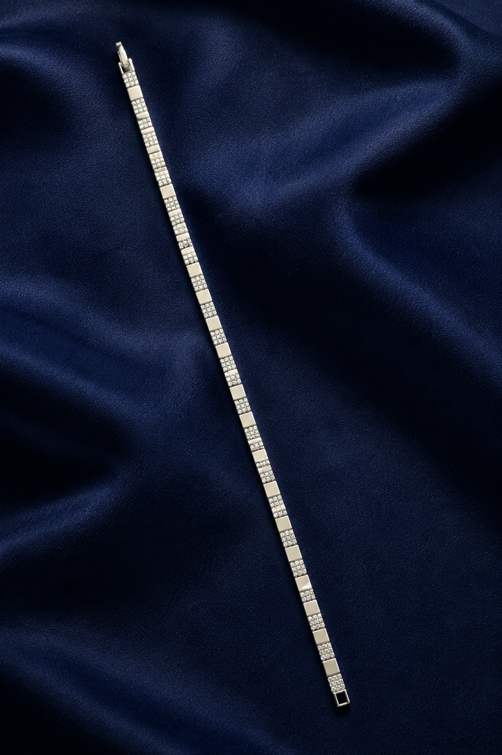 925 Sterling Silver Slim Bar-Style Bracelet for Men