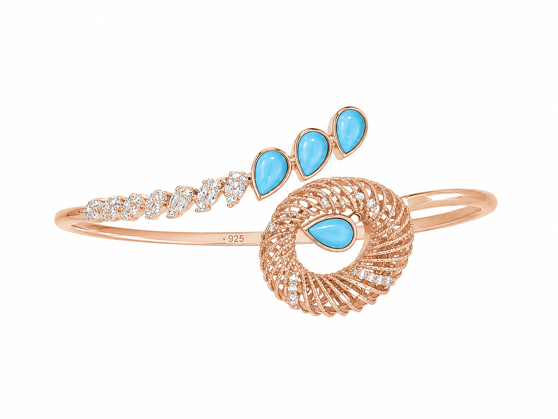 925 Sterling Silver Rose Gold Women's Kada