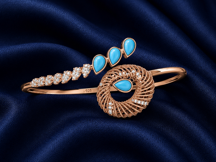 925 Sterling Silver Rose Gold Women's Kada