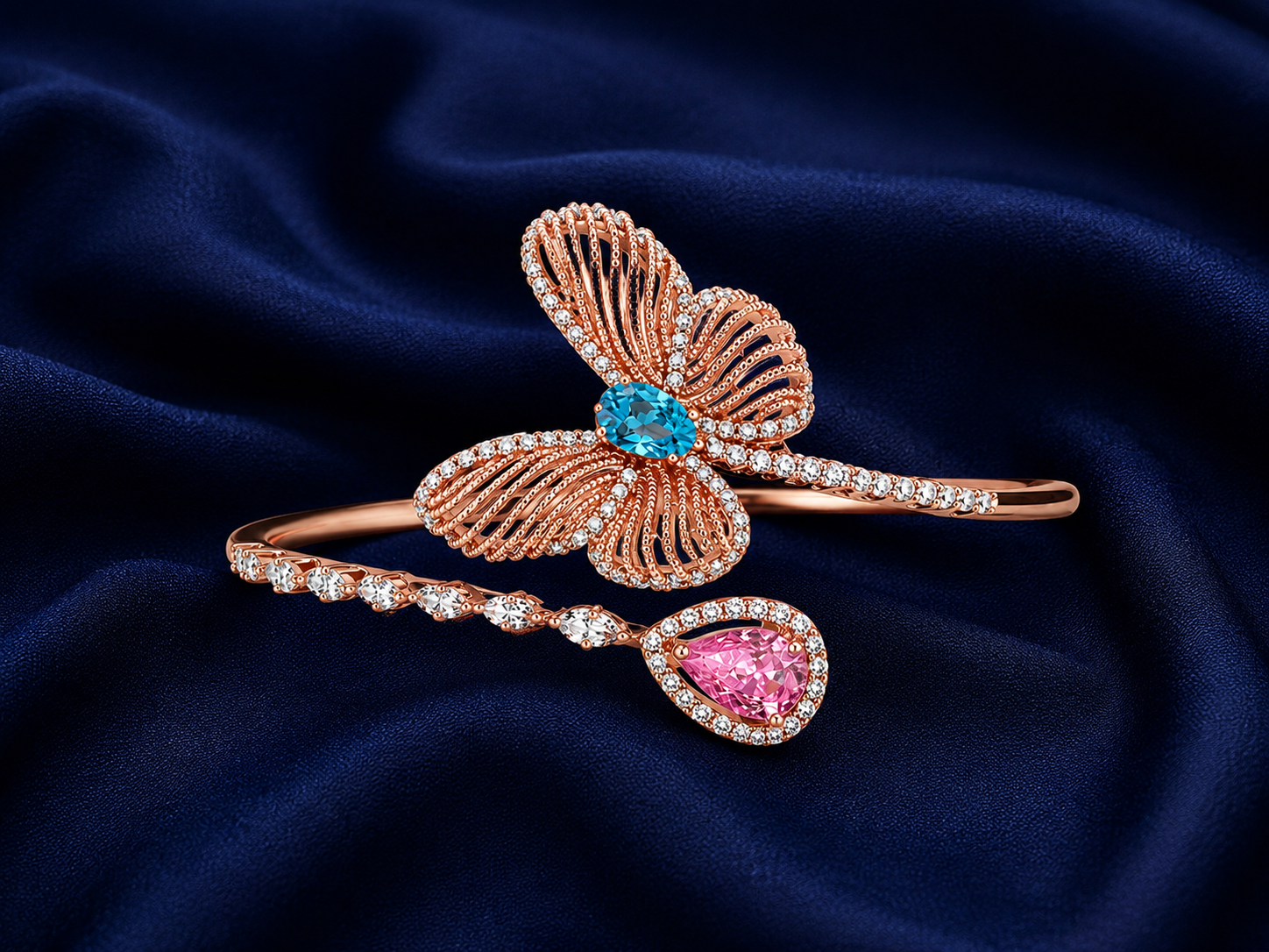 925 Sterling Silver Rose Gold Women's Kada