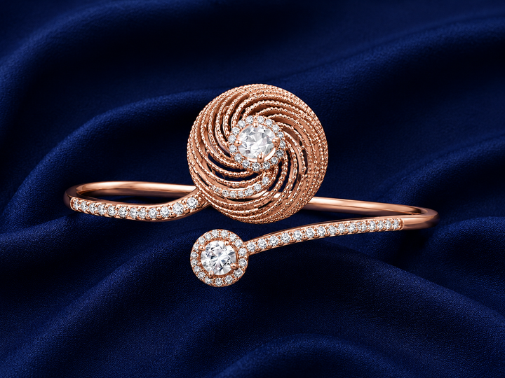 925 Sterling Silver Rose Gold Women's Kada