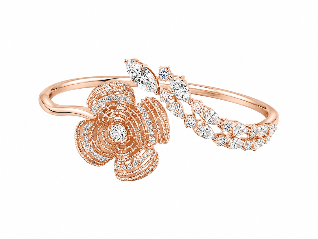 925 Sterling Silver Rose Gold Women's Kada