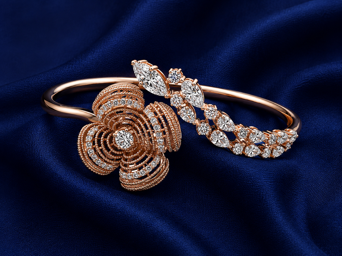 925 Sterling Silver Rose Gold Women's Kada