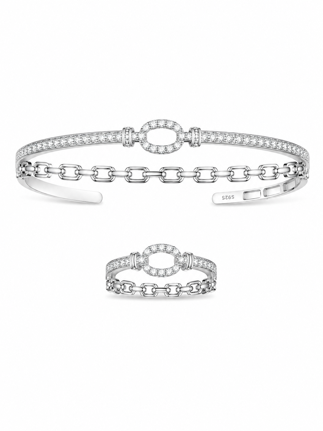 925 Sterling Silver Women's Kada with Ring