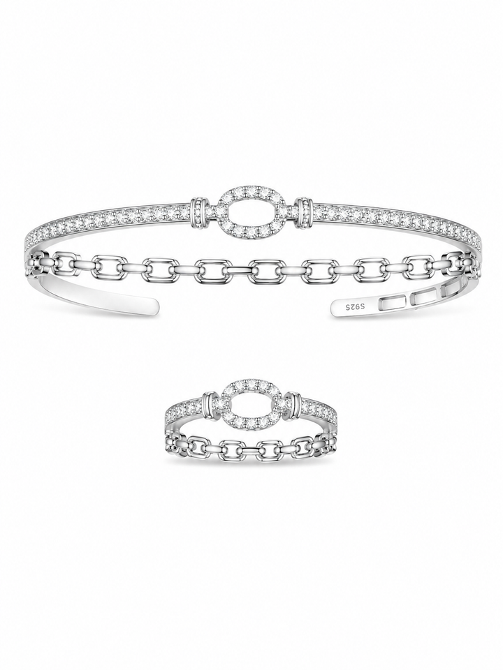 925 Sterling Silver Women's Kada with Ring