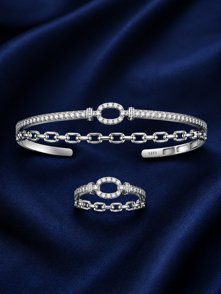 925 Sterling Silver Women's Kada with Ring