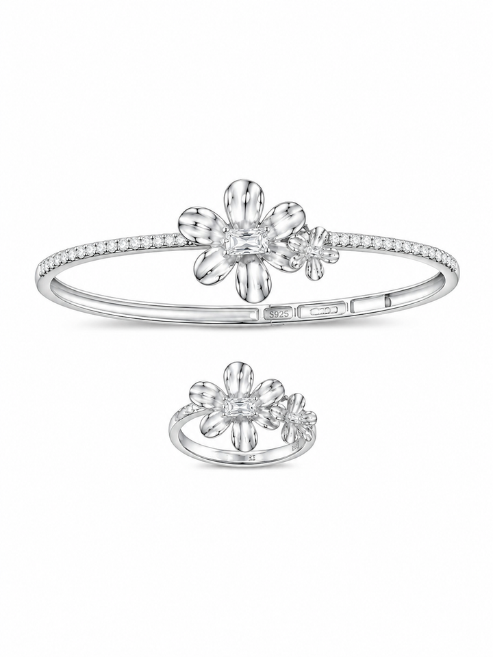 925 Sterling Silver Women's Kada with Ring