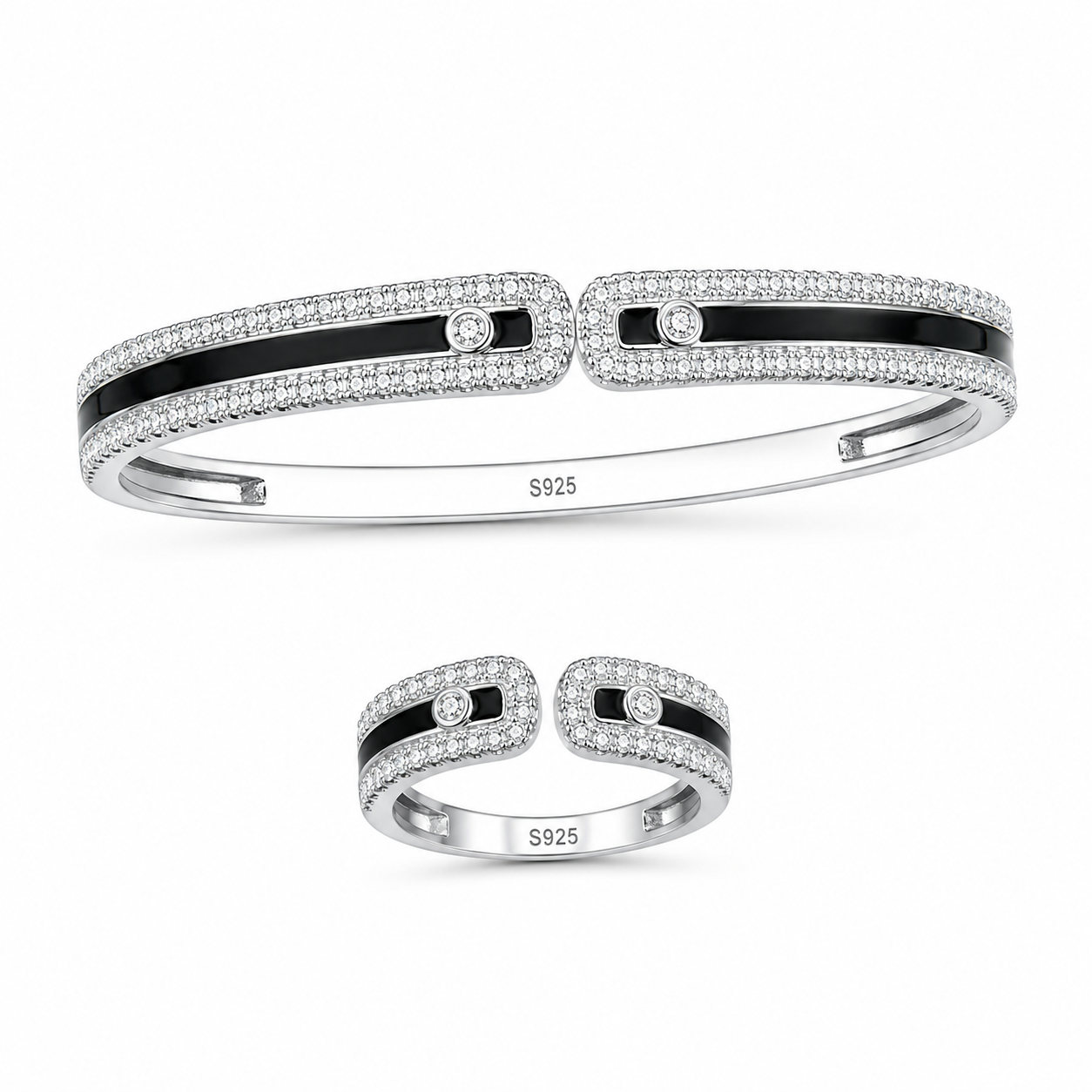 925 Sterling Silver Women's Kada with Ring