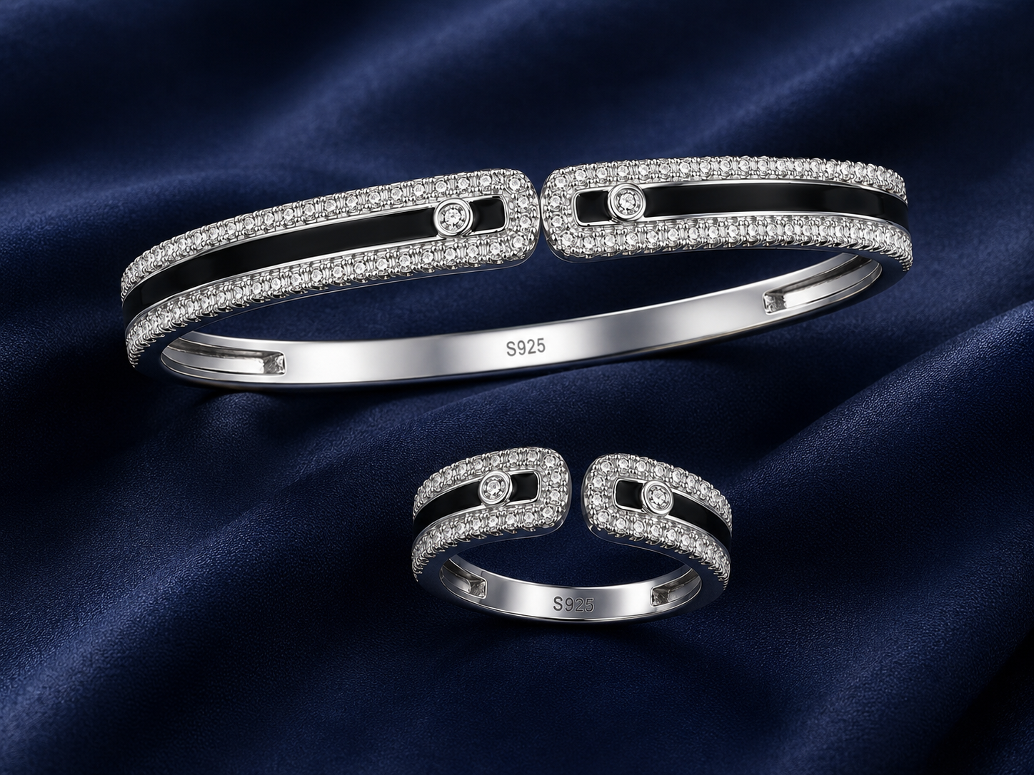 925 Sterling Silver Women's Kada with Ring