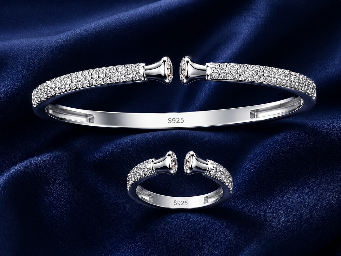 925 Sterling Silver Women's Kada with Ring