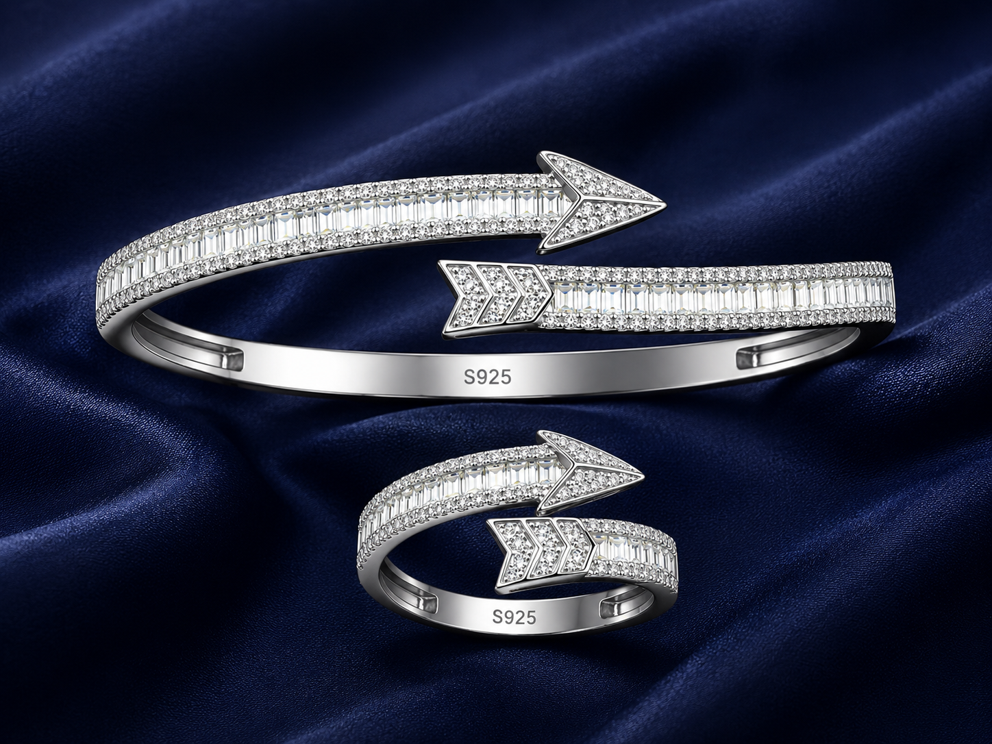 925 Sterling Silver Women's Kada with Ring