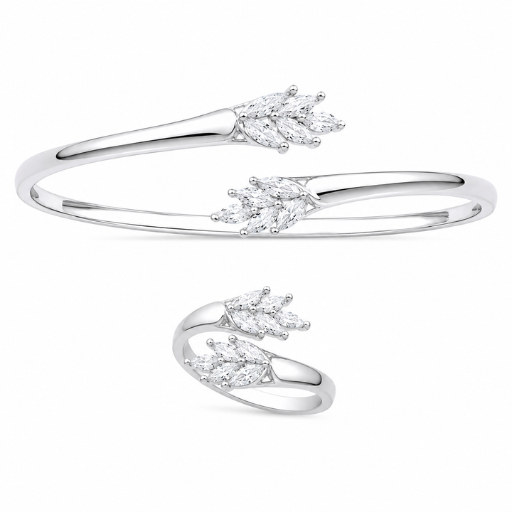 925 Sterling Silver Women's Kada with Ring
