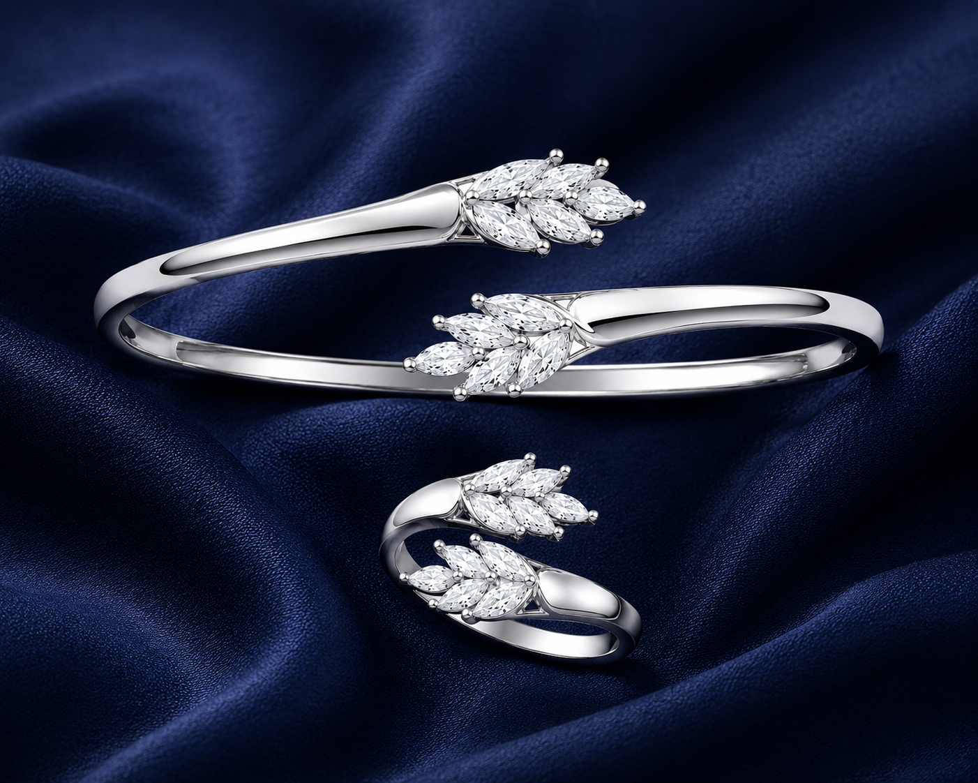 925 Sterling Silver Women's Kada with Ring