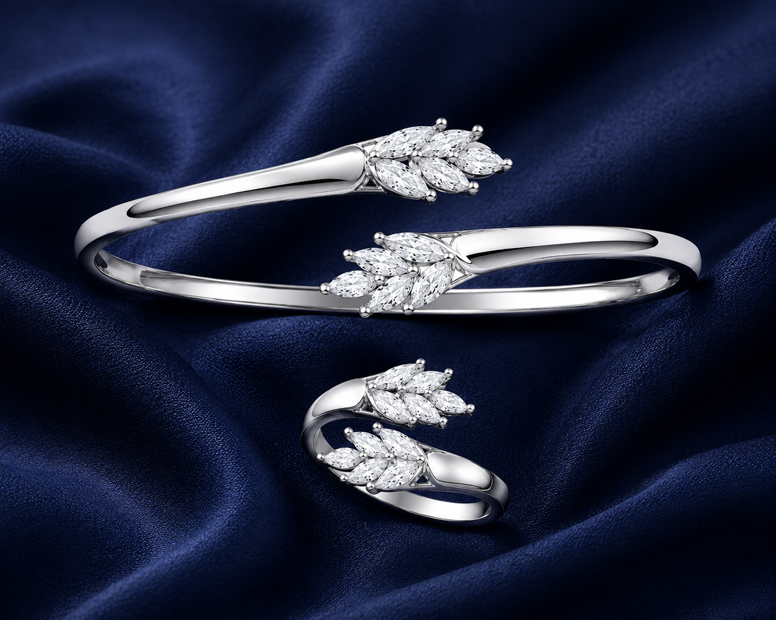 925 Sterling Silver Women's Kada with Ring