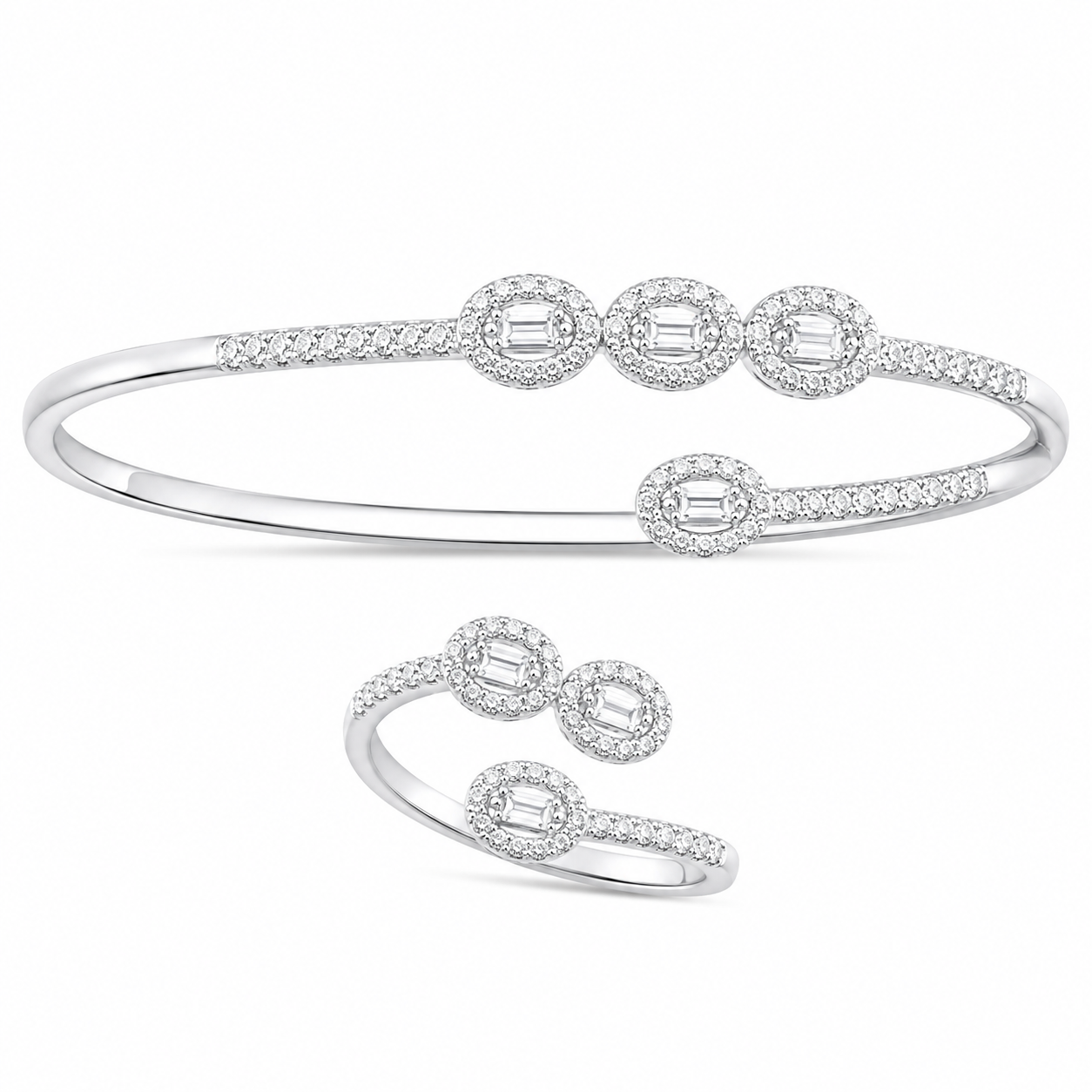 925 Sterling Silver Women's Kada with Ring