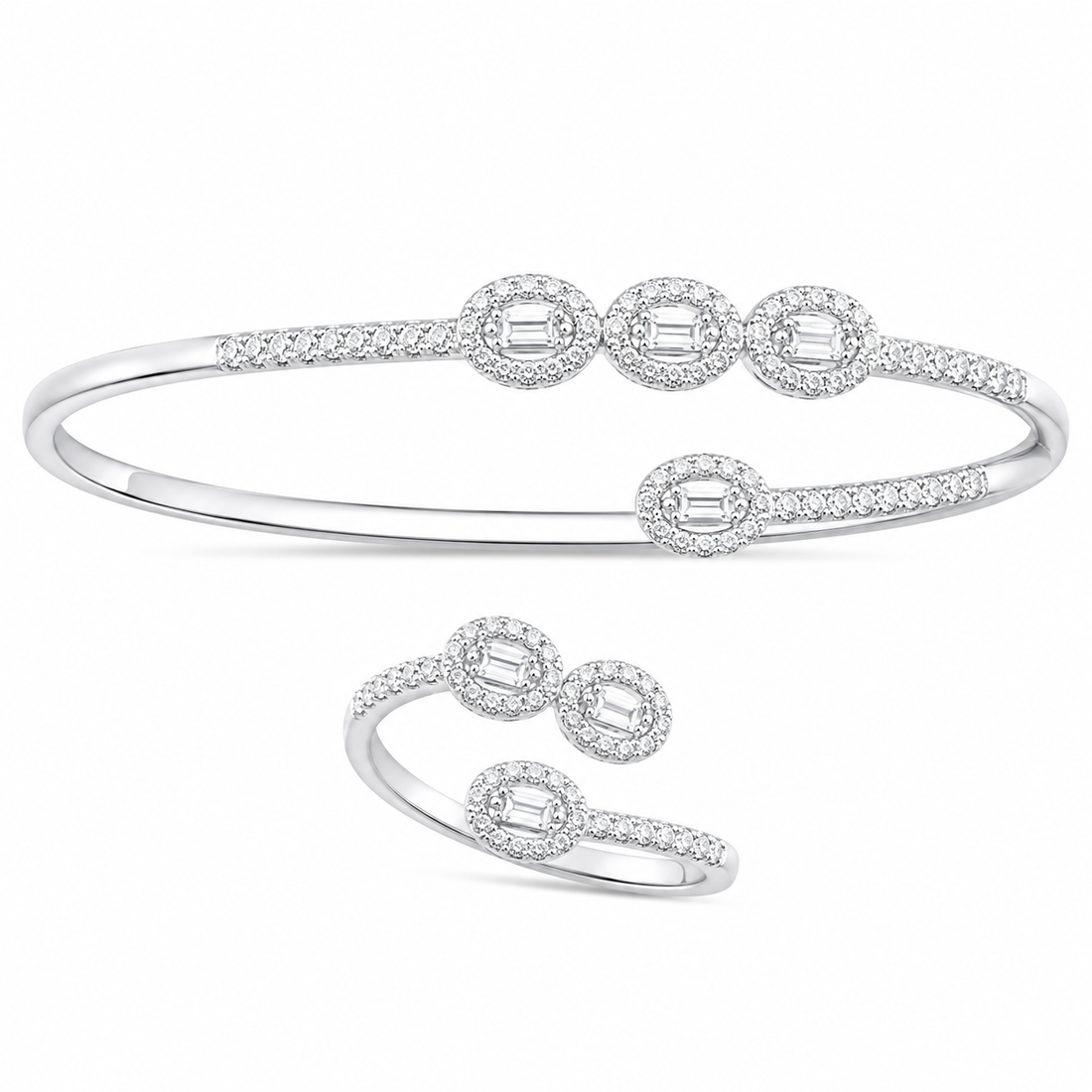 925 Sterling Silver Women's Kada with Ring