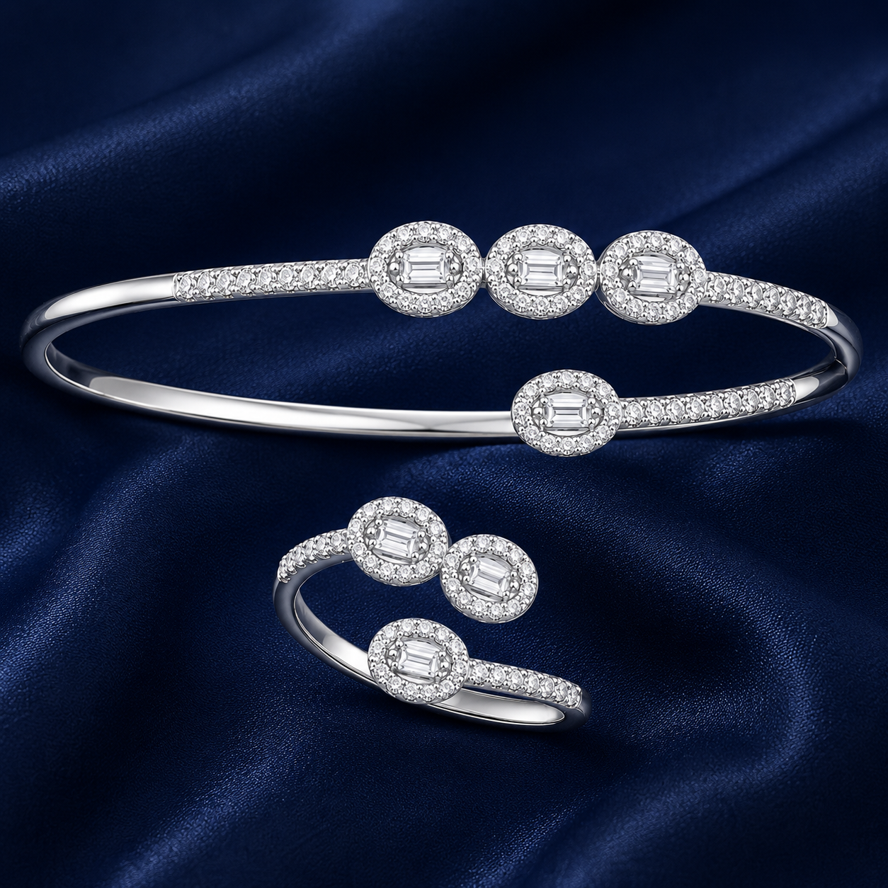 925 Sterling Silver Women's Kada with Ring