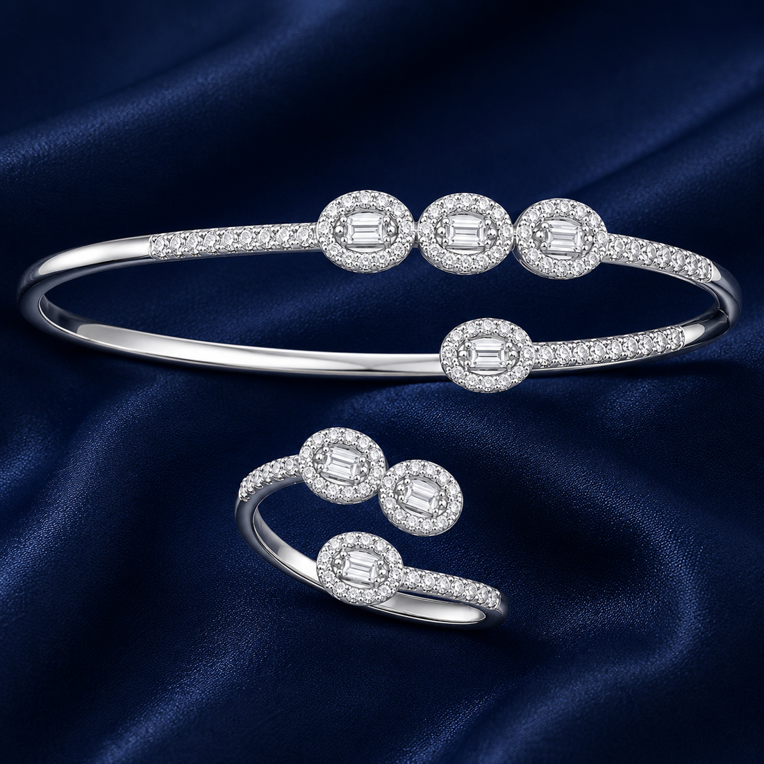 925 Sterling Silver Women's Kada with Ring
