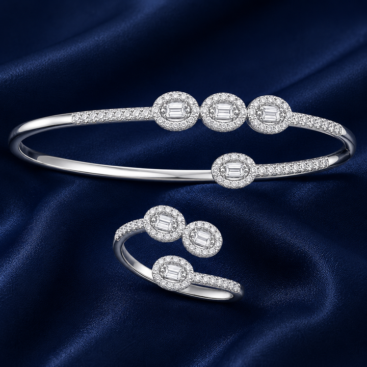 925 Sterling Silver Women's Kada with Ring