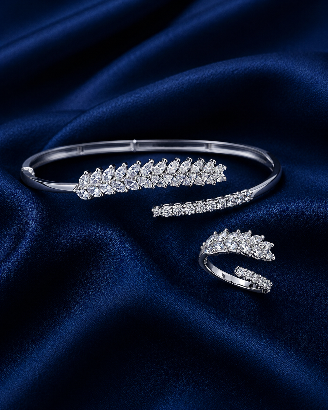 925 Sterling Silver Women's Kada with Ring