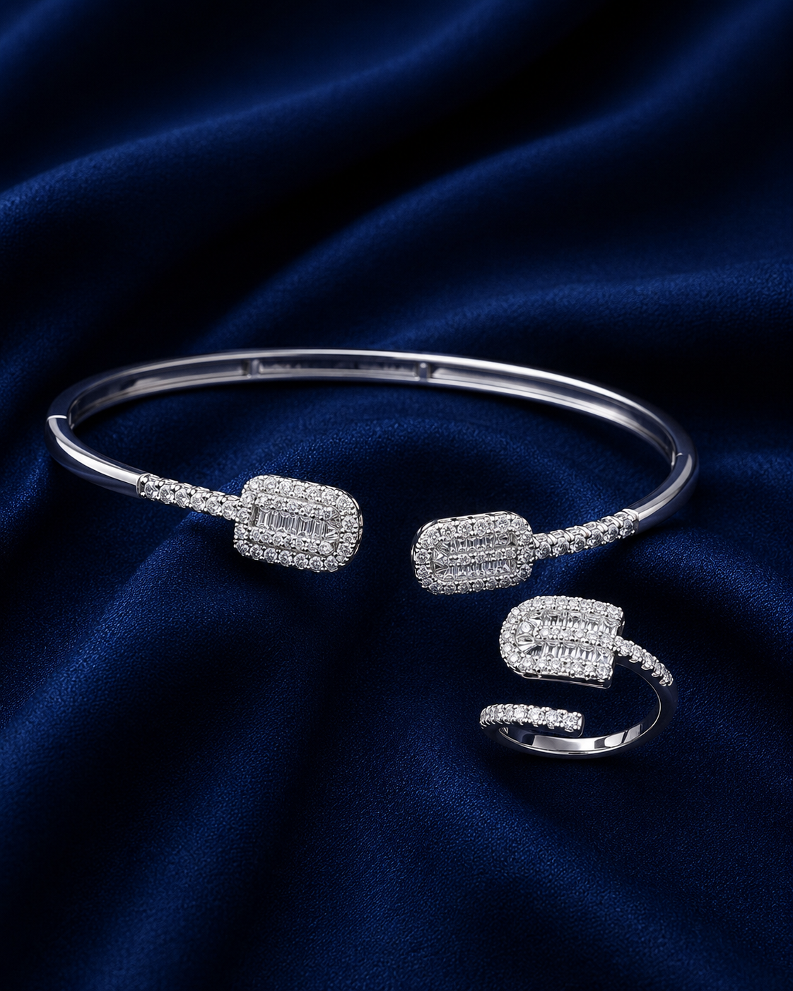 925 Sterling Silver Women's Kada with Ring