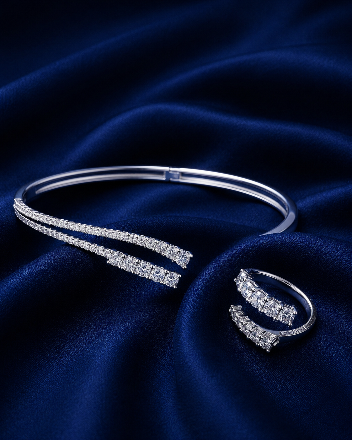 925 Sterling Silver Women's Kada with Ring