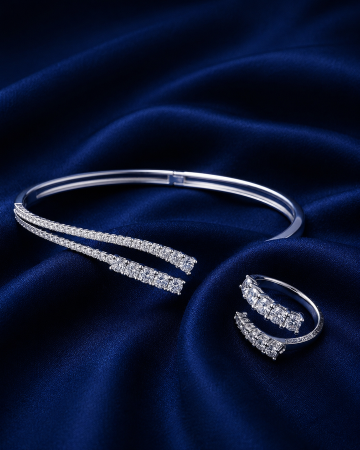925 Sterling Silver Women's Kada with Ring