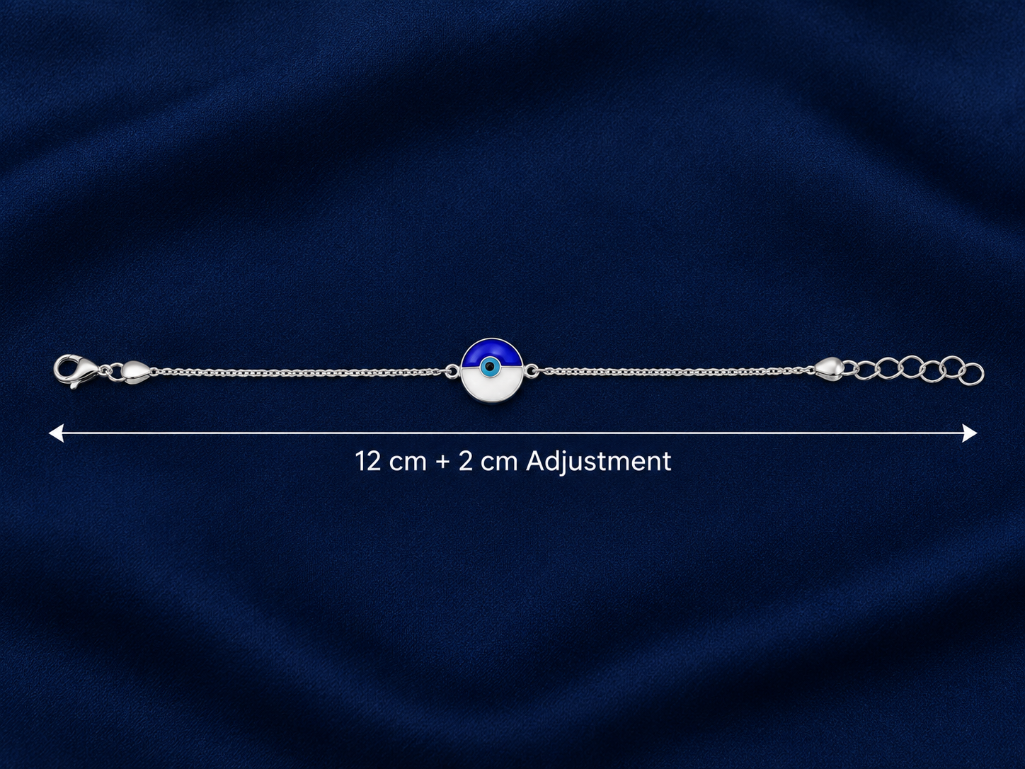 925 Sterling Silver Kids' Blue Round Enamel Charm Bracelet - Adjustable - Dimensions