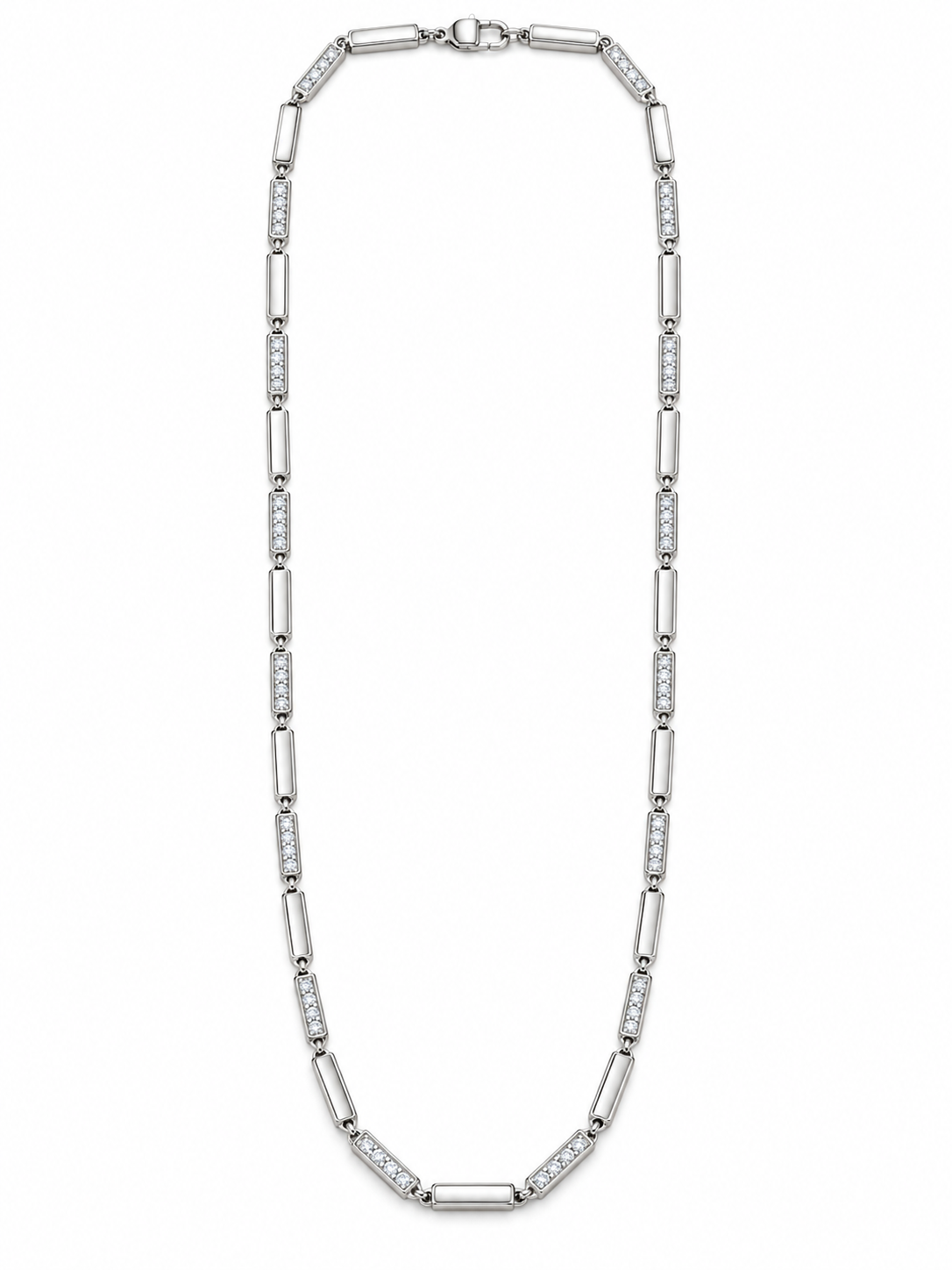 925 Sterling Silver Men's Sleek Bar Link Chain - 26 cm - White Background