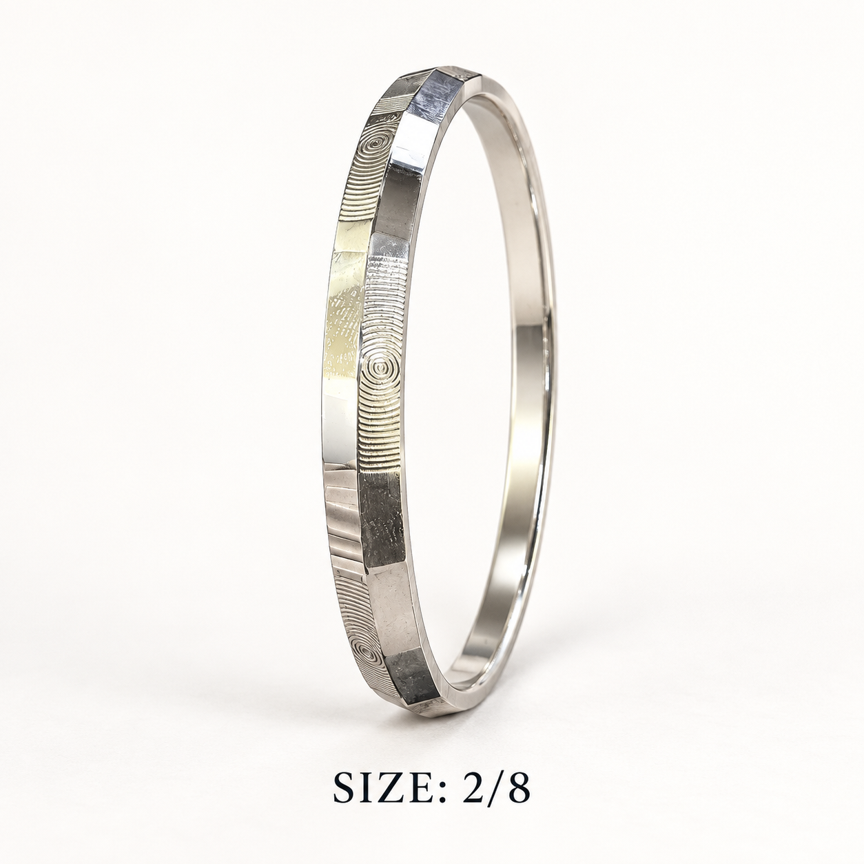 925 Sterling Silver Men's Textured Punjabi Kada - Size 2/8 - Image 3