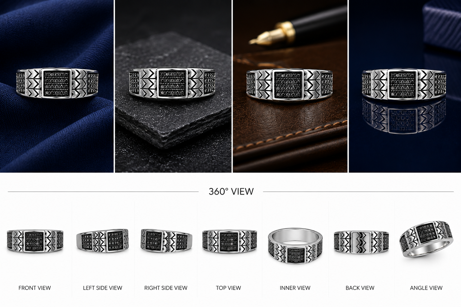 Turkish-Inspired 925 Sterling Silver Aztec Square Signet Ring for Men - alternate view 2