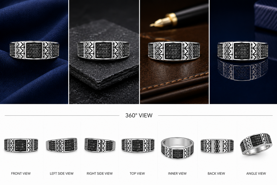 Turkish-Inspired 925 Sterling Silver Aztec Square Signet Ring for Men - alternate view 2