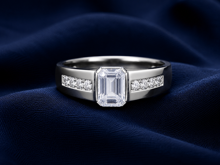 Premium 925 Sterling Silver Emerald-Cut Statement Ring for Men - alternate view 2