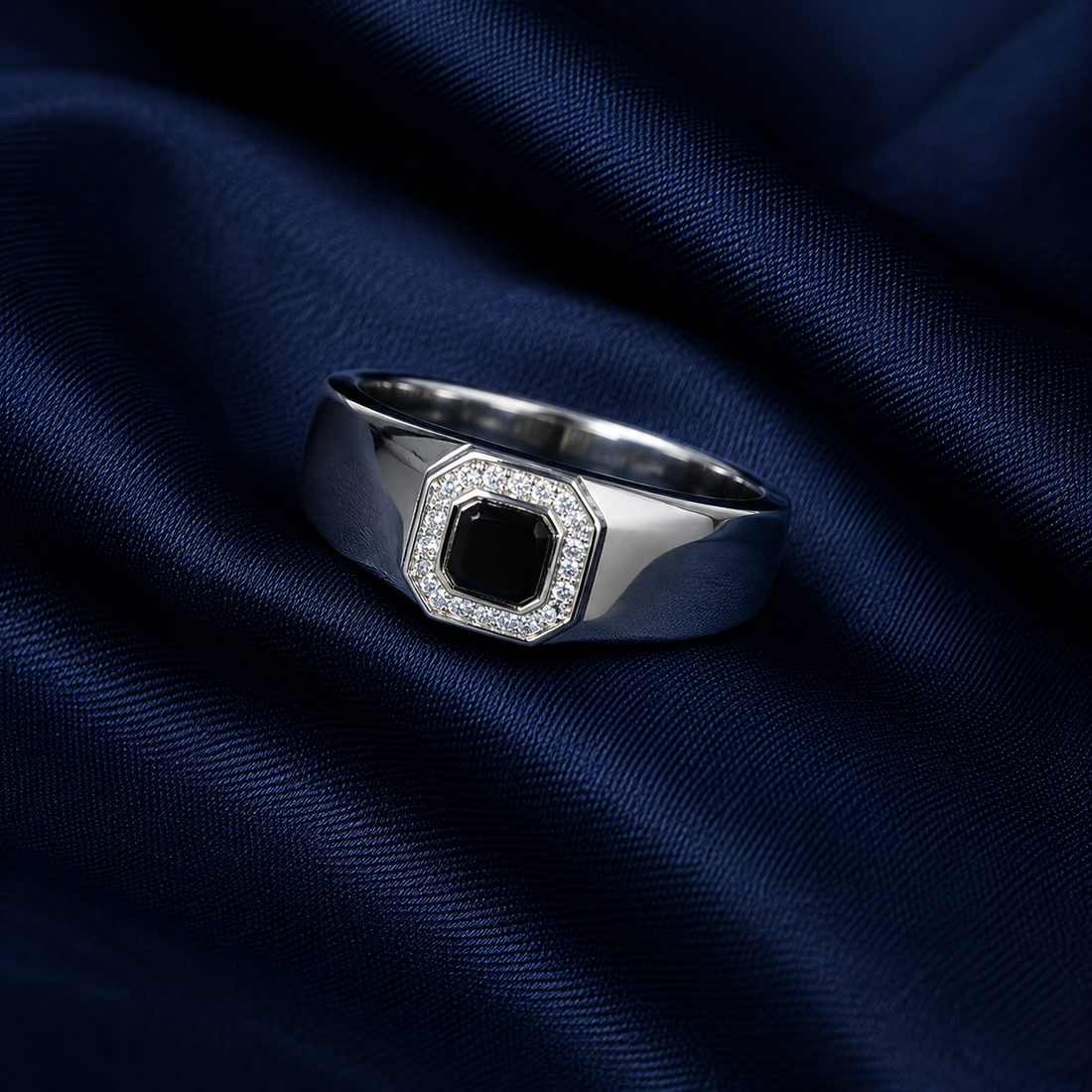 Premium 925 Sterling Silver Black Oval Signet Ring for Men - alternate view 2