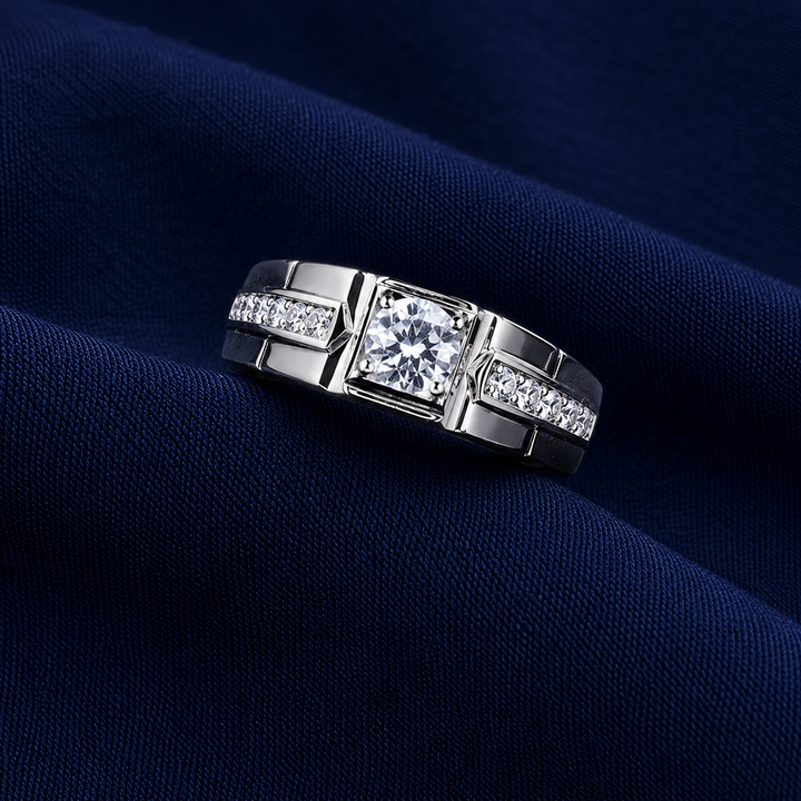 Premium 925 Sterling Silver Twin-Stone Statement Ring for Men - alternate view 2