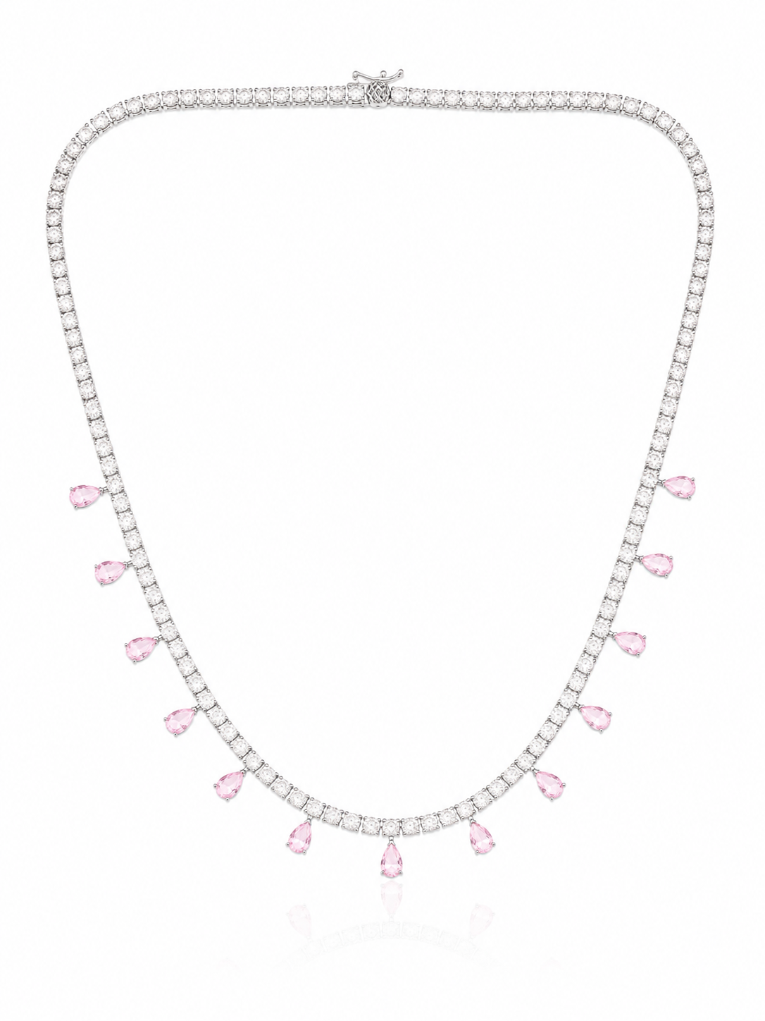 Silver Pink Stone 92.5 Sterling Silver Necklace - image 1