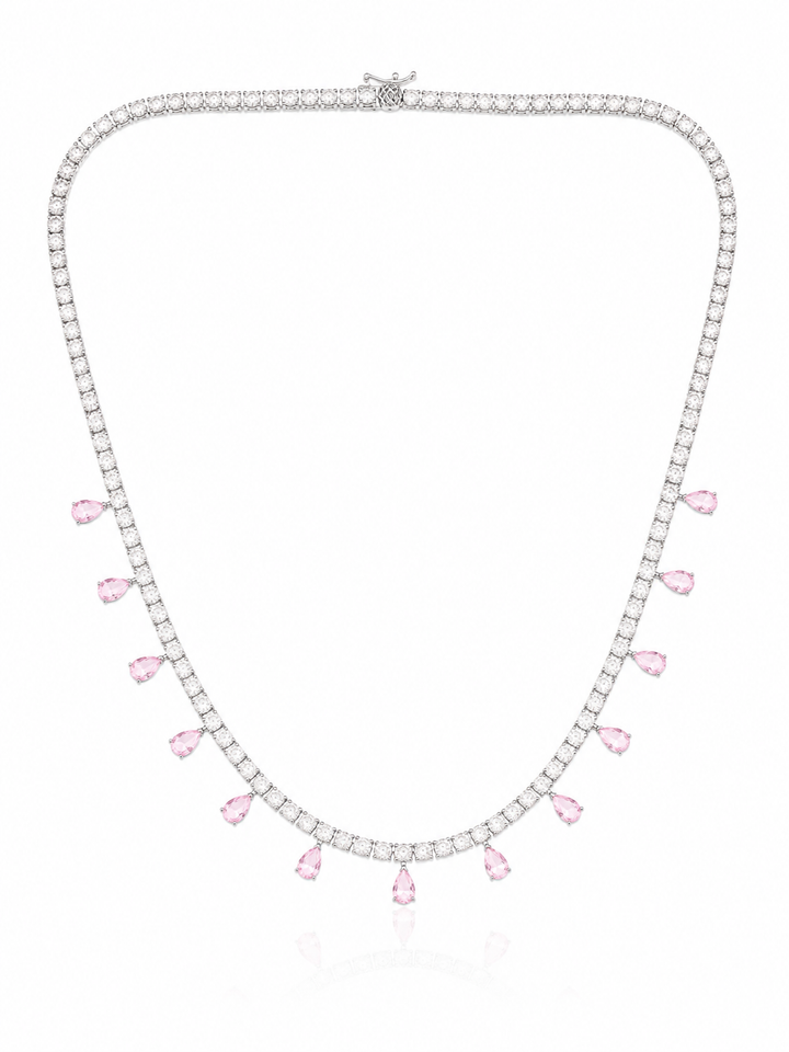Silver Pink Stone 92.5 Sterling Silver Necklace - image 1