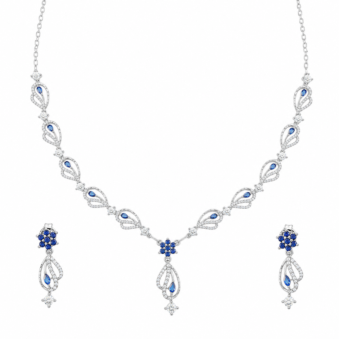 Silver Blue Stone 92.5 Sterling Silver Necklace - image 3
