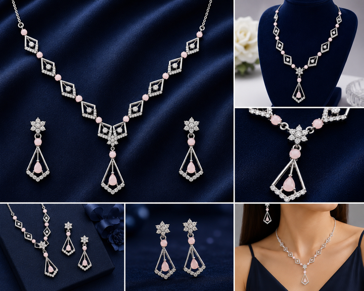 Silver Blue Stone 92.5 Sterling Silver Necklace - image 3