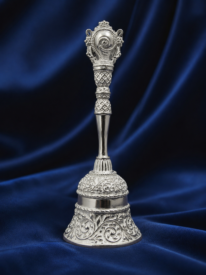 925 Sterling Silver Ornate Pooja Bell - image 1