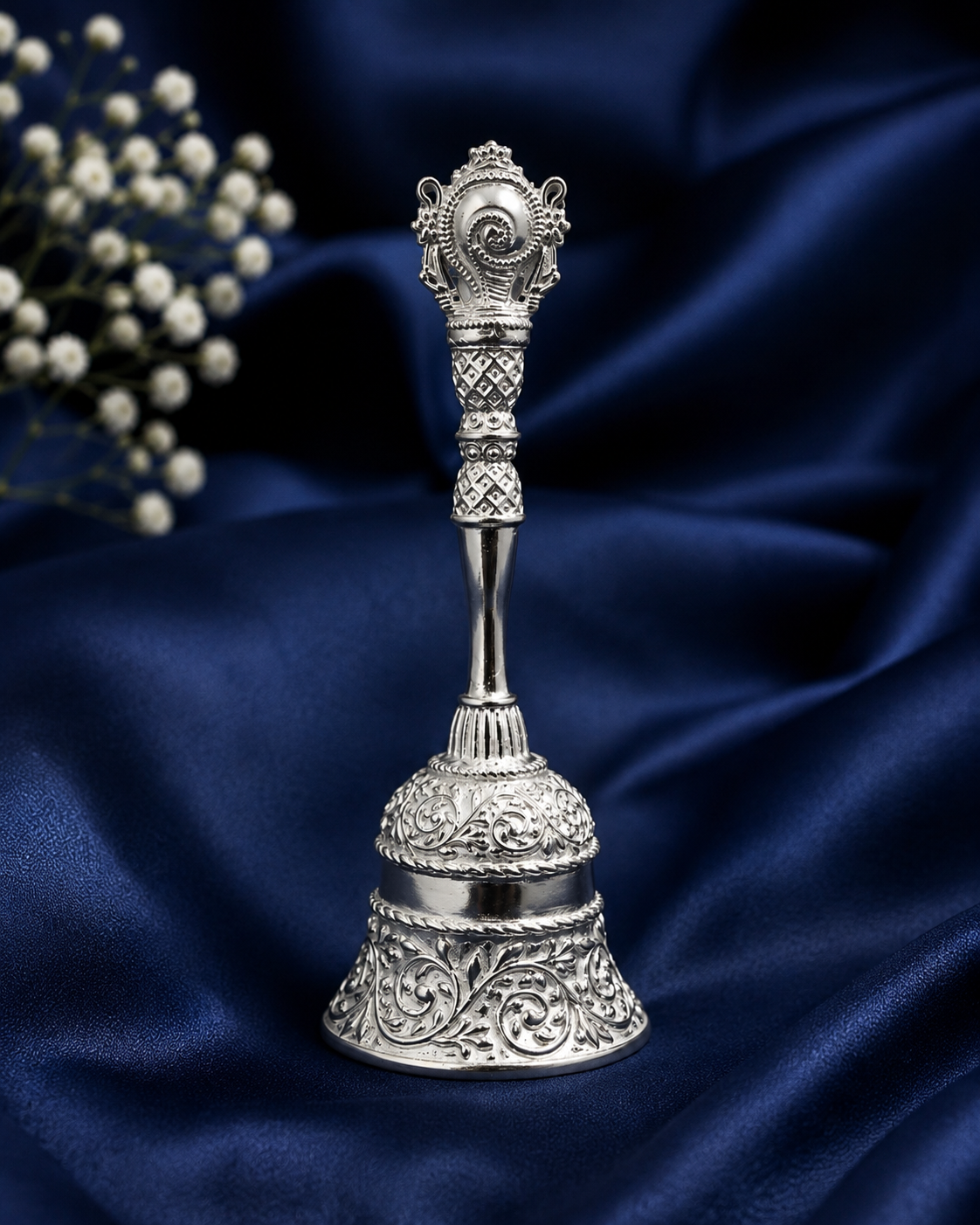 925 Sterling Silver Ornate Pooja Bell - image 2