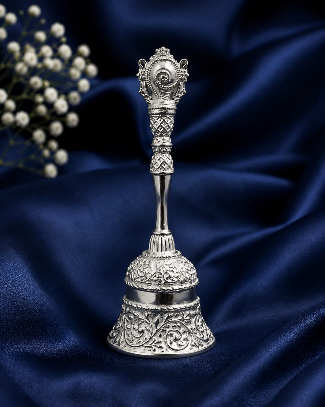 925 Sterling Silver Ornate Pooja Bell - image 2