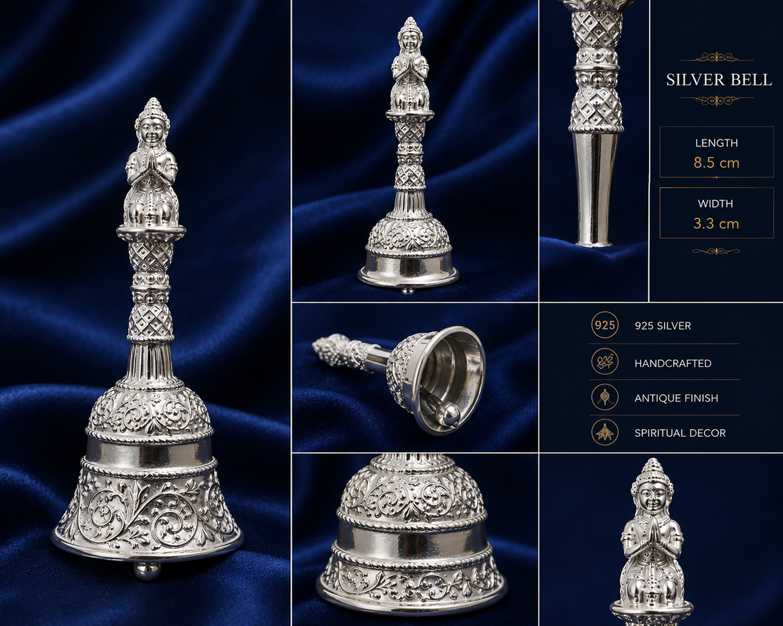 925 Sterling Silver Compact Pooja Bell - image 2