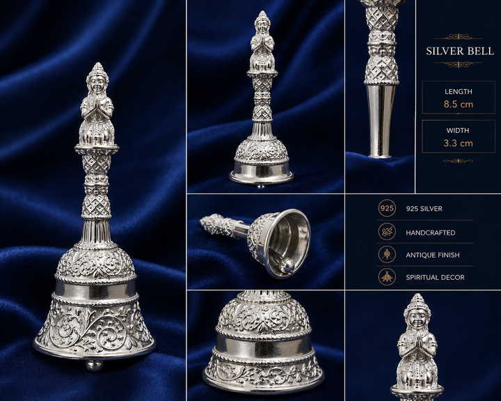 925 Sterling Silver Compact Pooja Bell - image 2